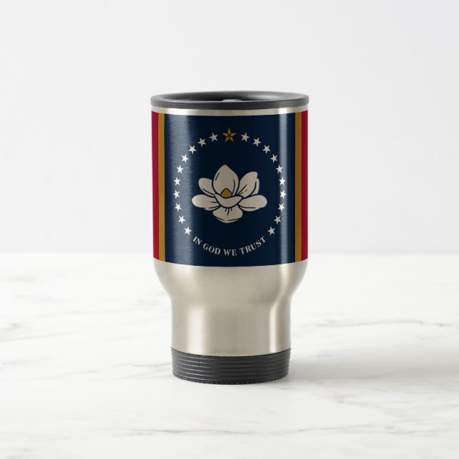 Taza De Viaje Travel Mug with Flag of Mississippi State, USA (Centro)