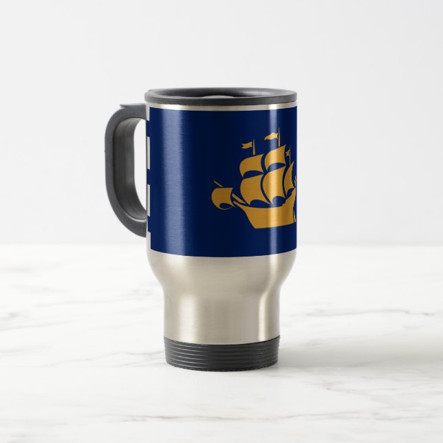 Taza De Viaje Travel Mug with Flag of Quebec City, Canada (Anverso izquierdo)