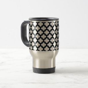Taza De Viaje Trébol blanco y negro, Entramado, Quatrefoil
