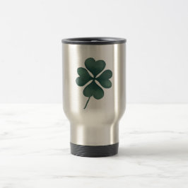 Taza De Viaje Trebol de cuatro hojas verde acuarela