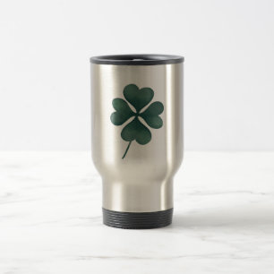 Taza De Viaje Trebol de cuatro hojas verde acuarela