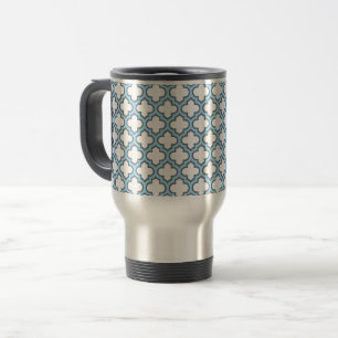 Taza De Viaje Trellis azul blanco y bebé, Entramado, Quatrefoil