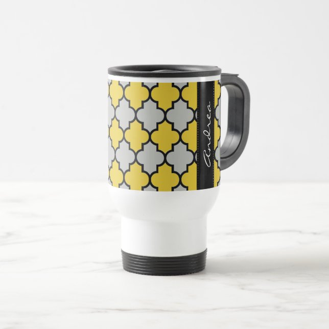 Taza De Viaje Trellis marroquí, Latticework, tu nombre (Anverso derecho)