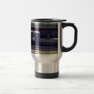 Taza De Viaje Tren azul y blanco