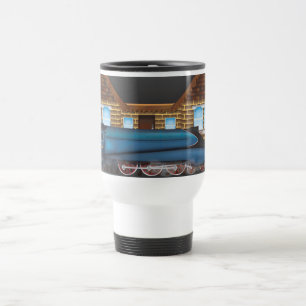 Taza De Viaje Tren de vapor antiguo en estación