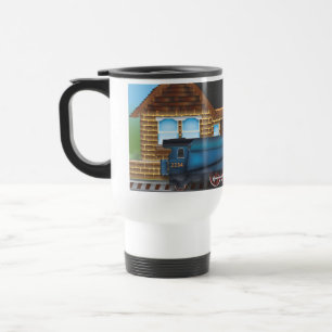 Taza De Viaje Tren de vapor antiguo en estación