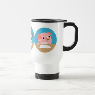 Taza De Viaje Tres cochinillos lindos del dibujo animado en la
