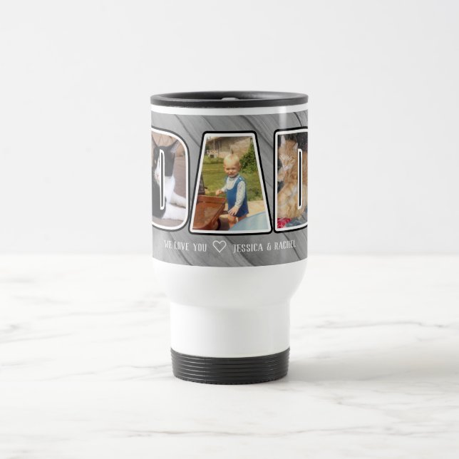 Taza De Viaje Tres letras de papá fotográfico cortar la barra (Centro)