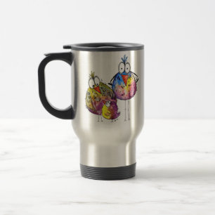 Taza De Viaje Tres pájaros coloridos y extravagantes