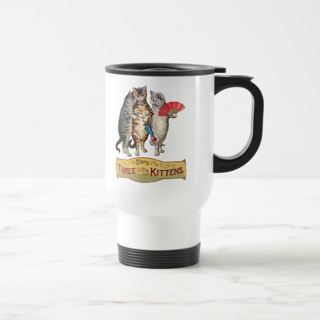Taza De Viaje Tres pequeños gatitos madre Ilustracion de oca (Derecha)