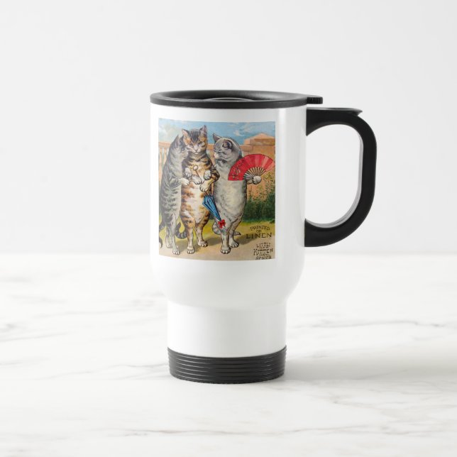 Taza De Viaje Tres pequeños gatitos madre Ilustracion de oca (Derecha)