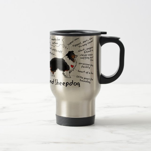 Taza De Viaje Tri sheltie negro (Derecha)