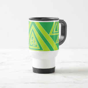 Taza De Viaje Triángulos verdes Resumen del dibujo forestal