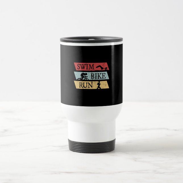 Taza De Viaje Triatlón - Nadar Bicicleta Correr (Centro)