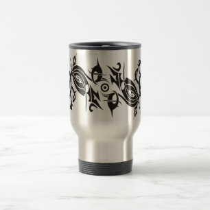 Taza De Viaje Tribal del tatuaje negro 2