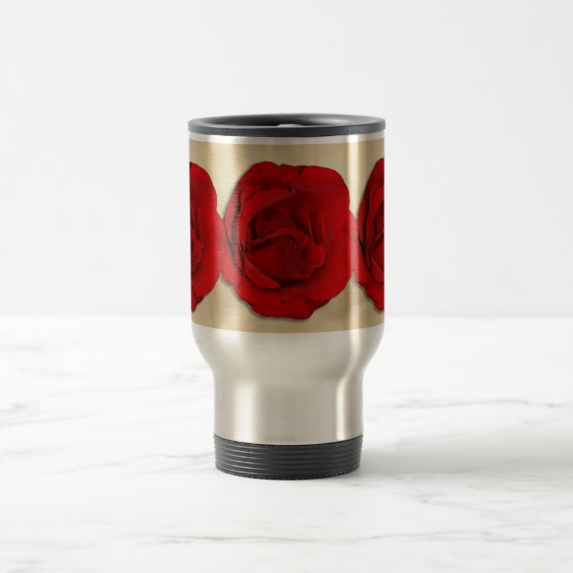 Taza De Viaje Trío el | del boda del rosa rojo personalizado (Centro)