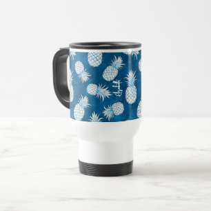 Taza De Viaje Tropical Pineapple with Name – Watercolor Style