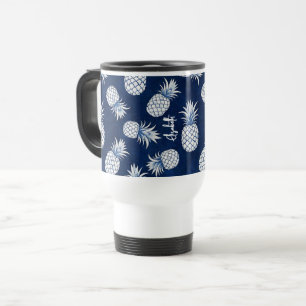 Taza De Viaje Tropical Pineapple with Name – Watercolor Style