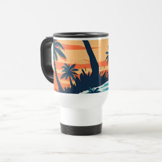Taza De Viaje Tropical Sunset Beach Coffee Mug – Relaxing Palm