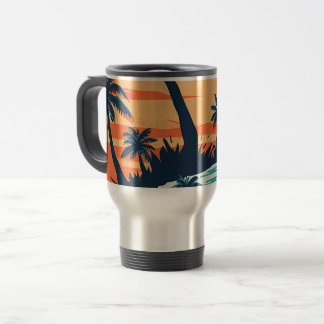Taza De Viaje Tropical Sunset Beach Coffee Mug – Relaxing Palm