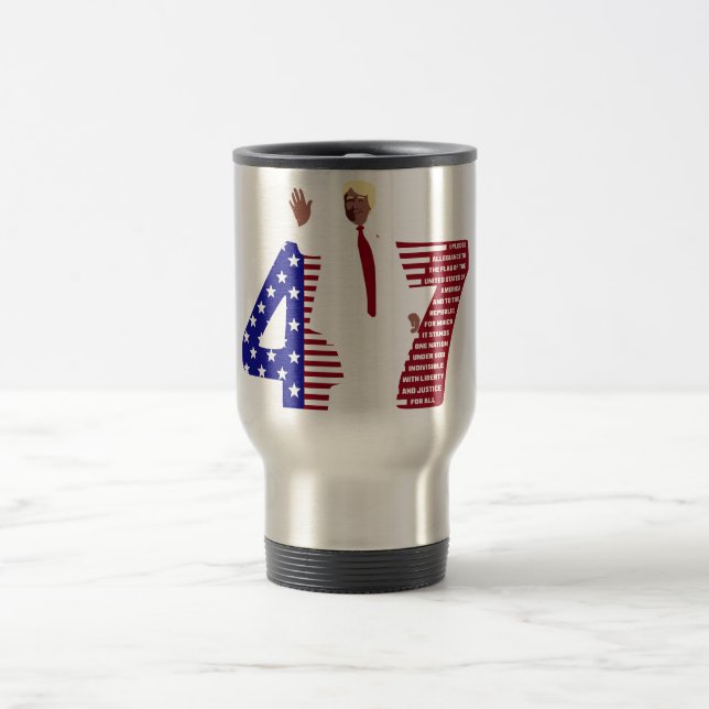 Taza De Viaje Trump 47 promete lealtad a Estados Unidos (Centro)