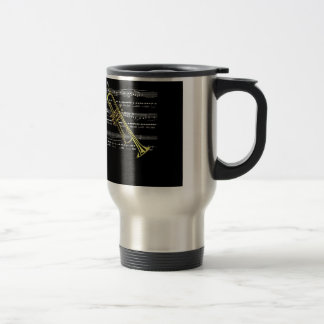 Taza De Viaje Trump con música de hojas y fondo negro