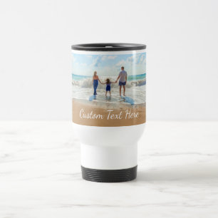 Taza De Viaje Tu foto de viaje con texto Personalizado