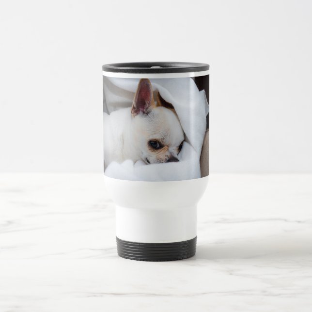 Taza De Viaje Tu mascota perro cachorro personalizado foto chihu (Centro)