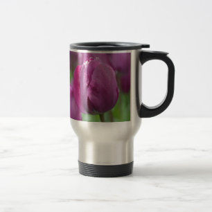 Taza De Viaje Tulipán morado con gotas de agua
