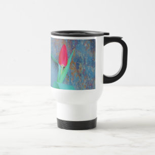 Taza De Viaje Tulipán rojo sobre pizarra gris azul