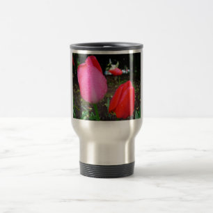 Taza De Viaje tulipanes, gotas de lluvia