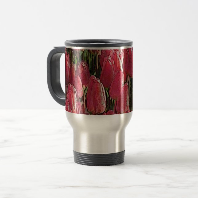 Taza De Viaje Tulipanes rosados de bonito (Anverso izquierdo)