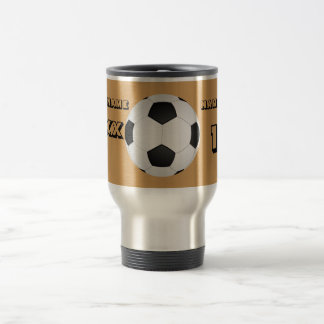 Taza De Viaje Tumbler de fútbol de texto negro personalizado