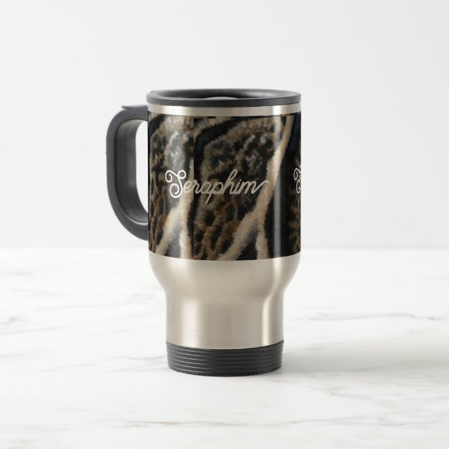 Taza De Viaje Tumbler personalizado con manija, tapa y paja (Anverso izquierdo)