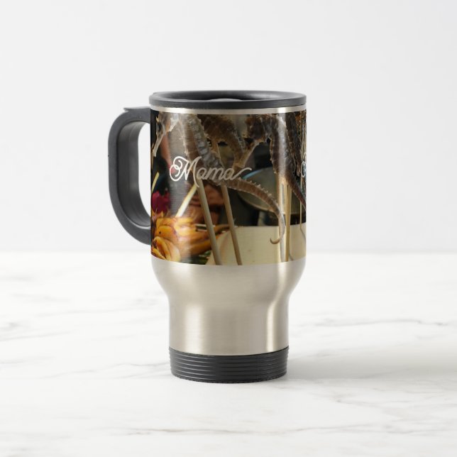 Taza De Viaje Tumbler personalizado con manija, tapa y paja (Anverso izquierdo)