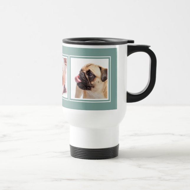 Taza De Viaje TUS 3 FOTOS / perros Colores personalizados (Derecha)