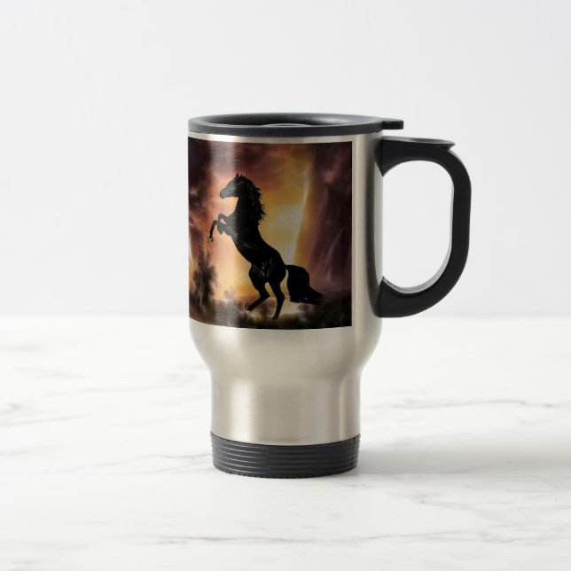 Taza De Viaje Un caballo de Stallion frisón criando (Derecha)