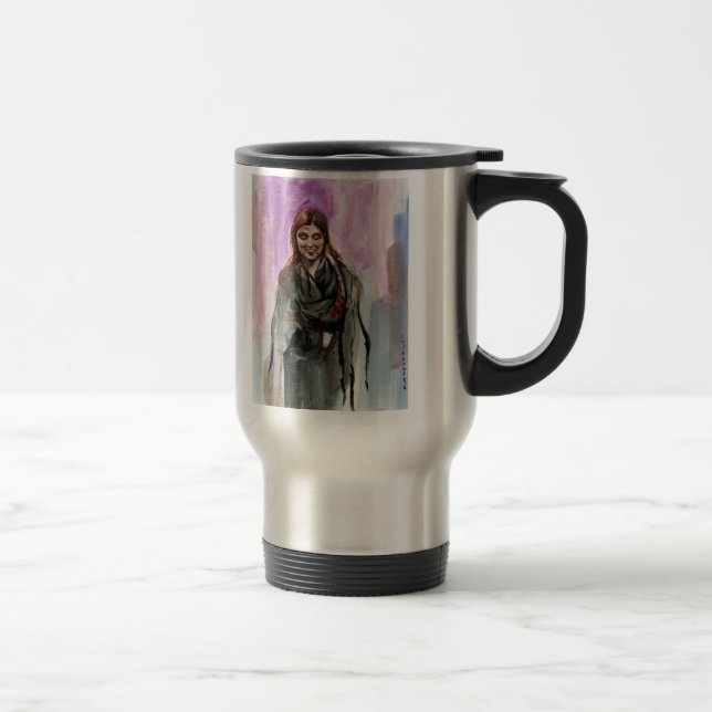 Taza De Viaje Un Chica sonriente en negro (Derecha)