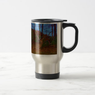 Taza De Viaje Un ciervo: Verde rojo dorado y azul
