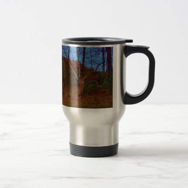 Taza De Viaje Un ciervo: Verde rojo dorado y azul (Derecha)