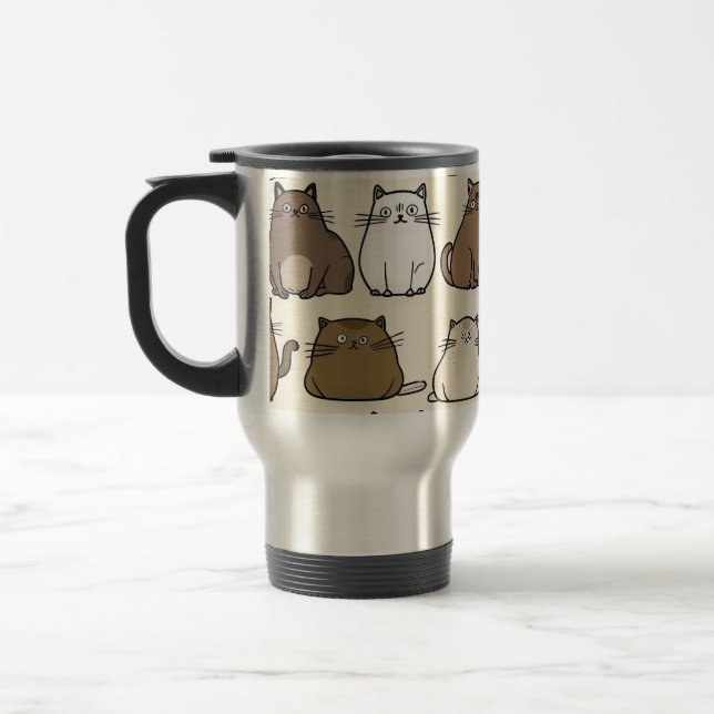 Taza De Viaje Un divertido y caprichoso diseño de gato (Izquierda)