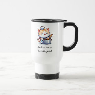 Taza De Viaje Un gato lindo agita el espíritu de las vacaciones