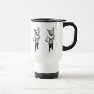 Taza De Viaje Un gracioso gato blanco siamés ama a los ratones