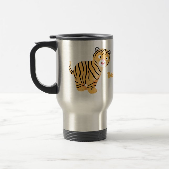 Taza De Viaje Un personalizado feliz del cachorro de tigre (Izquierda)