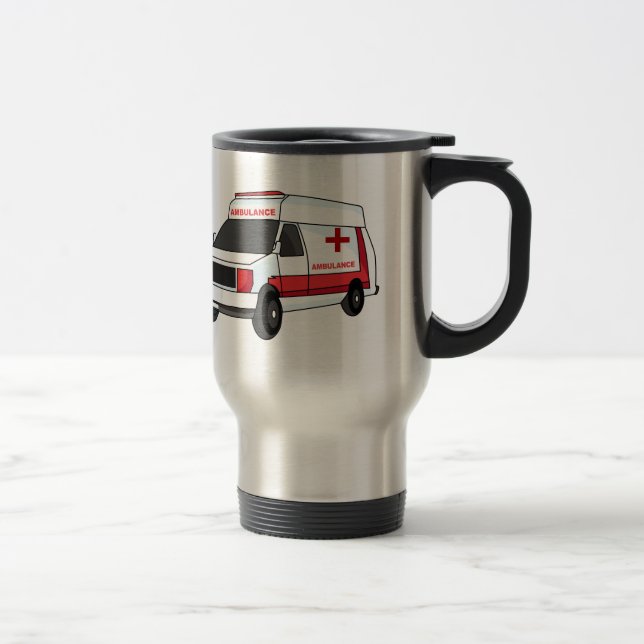 Taza De Viaje Una ambulancia roja curada van personalizado (Derecha)