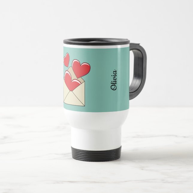 Taza De Viaje Una carta de amor | Añadir el texto (Anverso derecho)