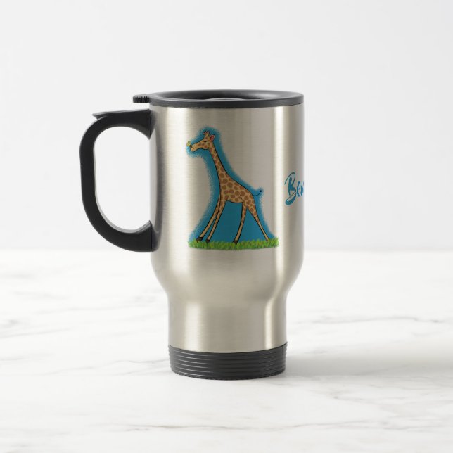 Taza De Viaje Una jirafa alegre con personalizado de mariposa (Izquierda)