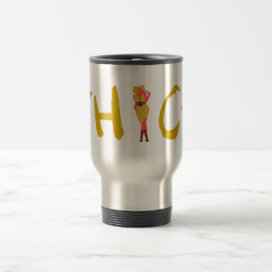 Taza De Viaje Una mujer muy gruesa vestida con polka