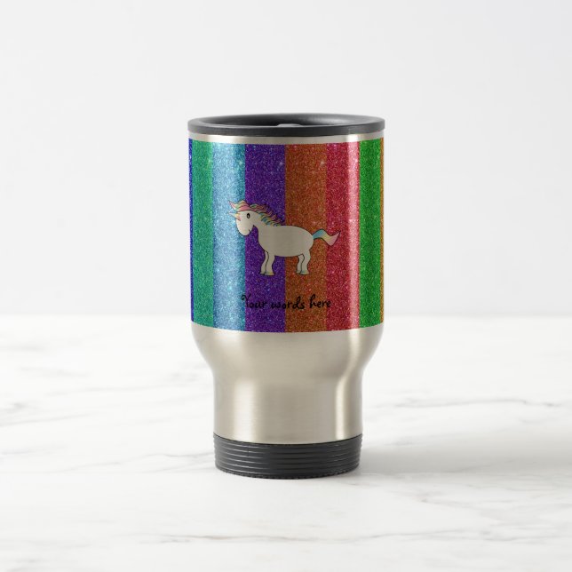 Taza De Viaje Unicornio con las rayas del purpurina del arco (Centro)