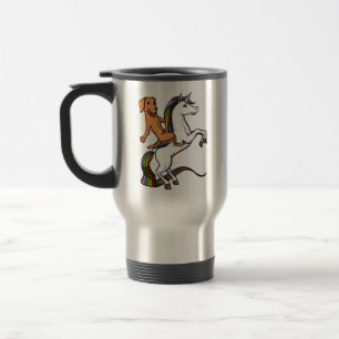 Taza De Viaje Unicornio divertido del montar a caballo del perro